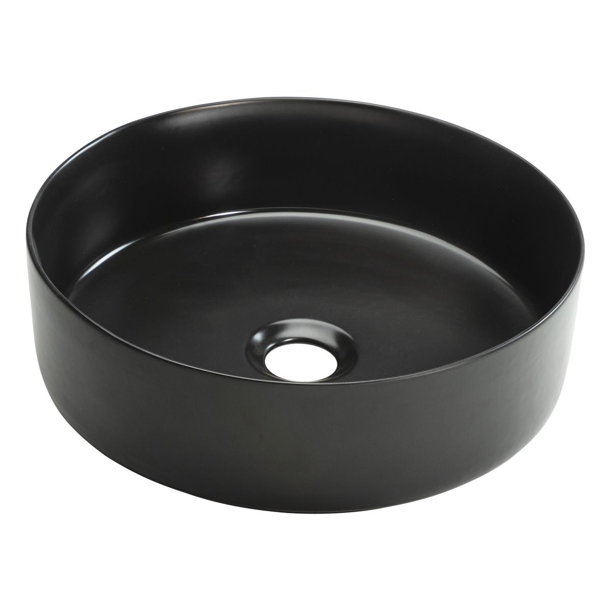 14’’x14’’ round matte black porcelain vessel sink
