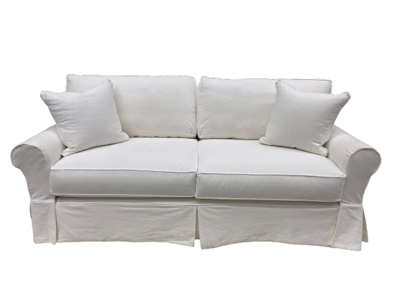 Sofa alexandria 2 seats / 2 box backs with throw pillow & throw plw welt prairie white (#3 et #4)