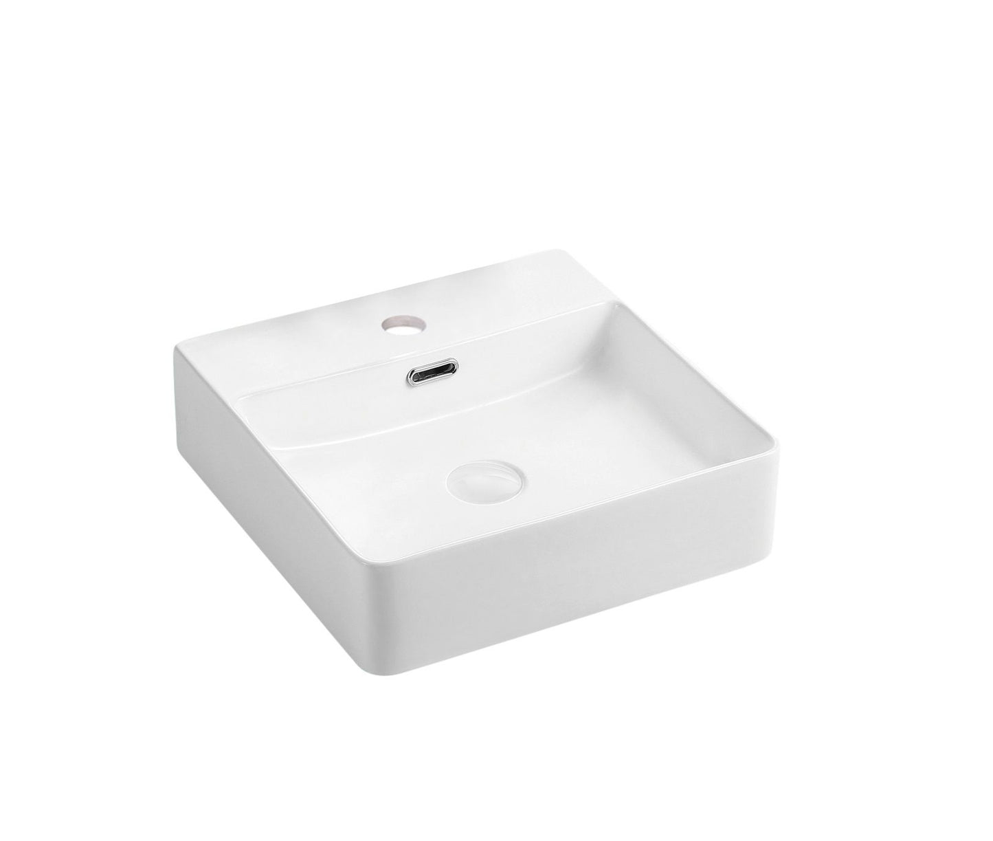 16’’x16’’ square matte white porcelain vessel sink