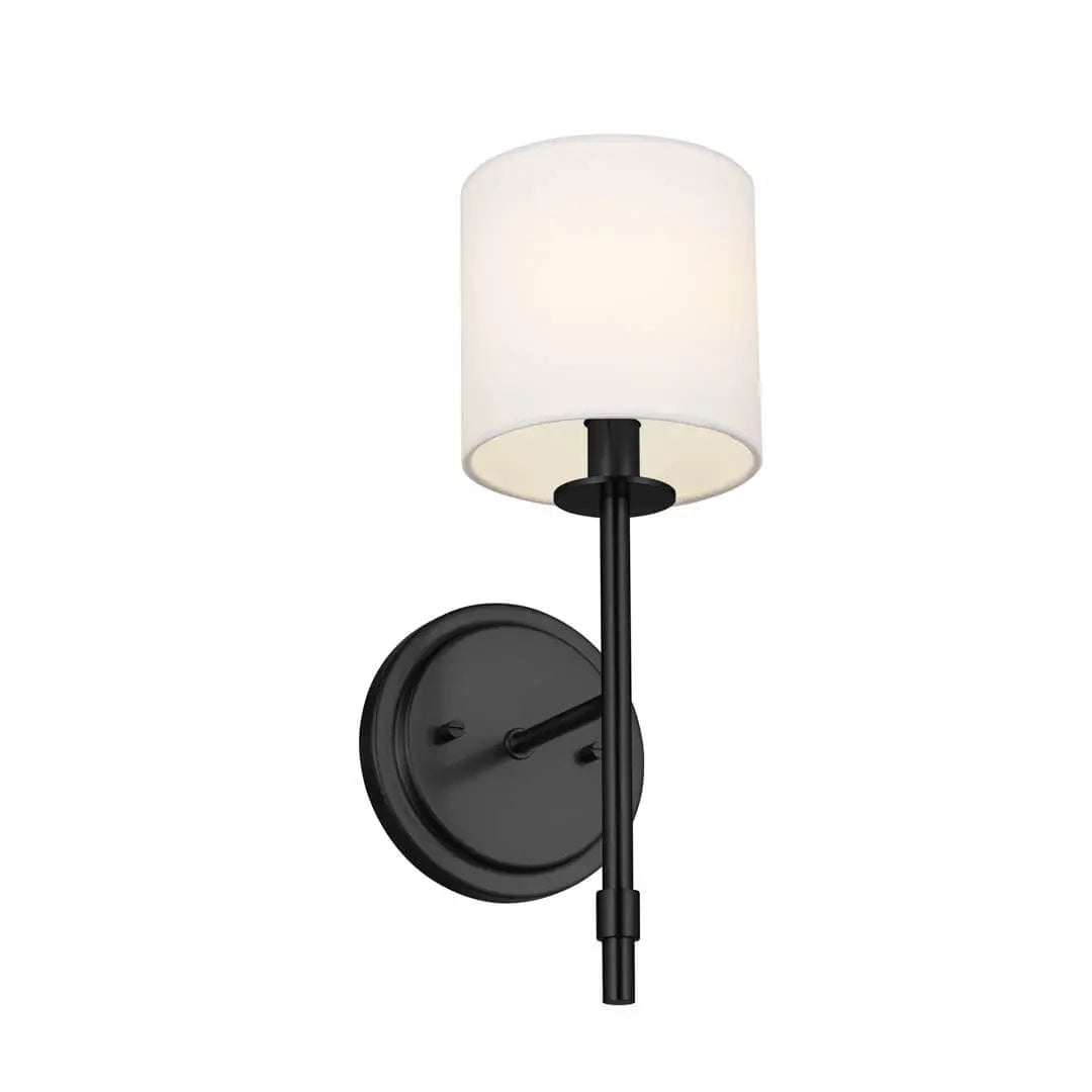 Wall sconce ali 1 light black with fabric drum shade