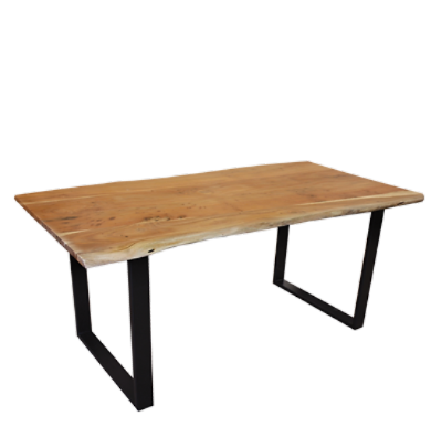 Dining table freeform l/w63" x p/d36" x h/h30" acacia & metal