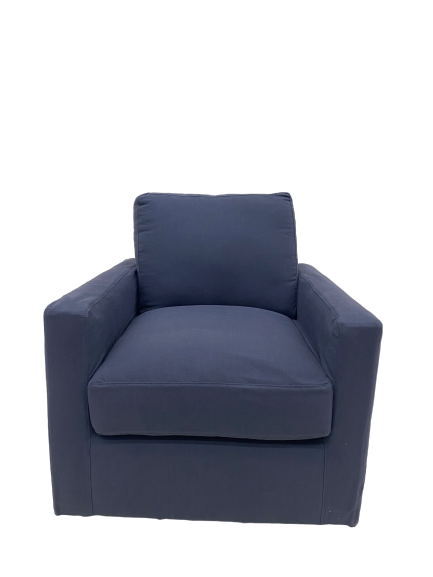 Chaise easton 37'' de profond patron wexford couleur navy 32 x 37 x 37 avec piètement bois noir