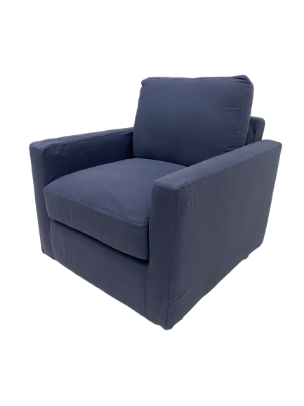 Chaise easton 37'' de profond patron wexford couleur navy 32 x 37 x 37 avec piètement bois noir