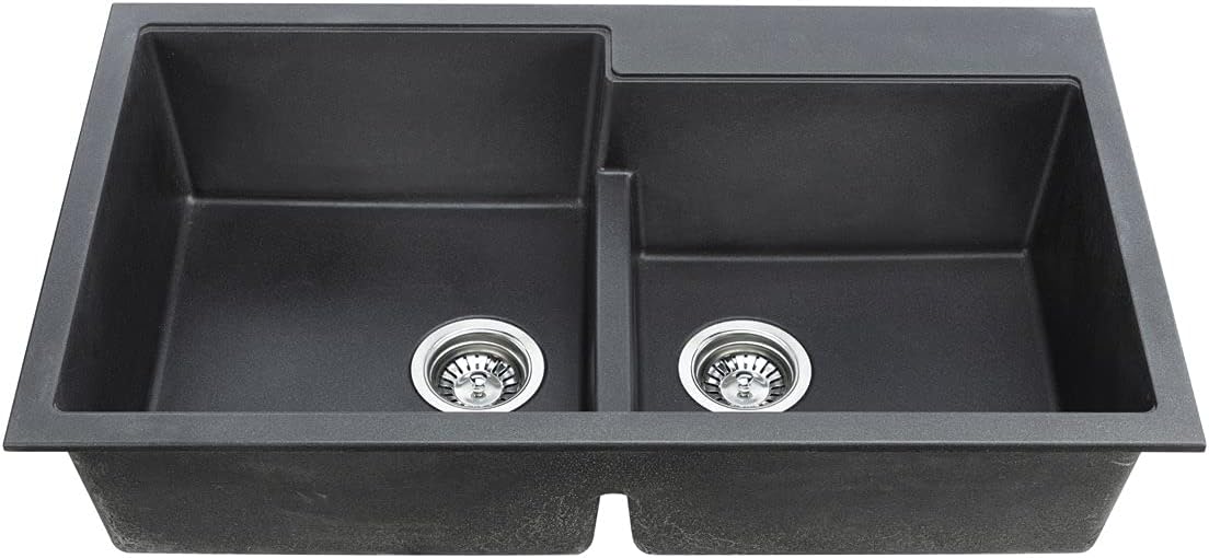 Granite 1 3/4 bowls, 34''x20'', dual mount kitchen sink