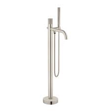Brushed nickel industrial freestanding faucet