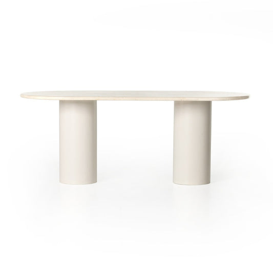 Table a manger belle oval cream marble