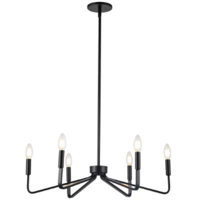 Chandelier clayton 6 lights incandescent metal black