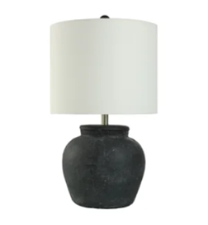 Arlo cotta / rustic cement table lamp - finished in distressed cream - h:26.5