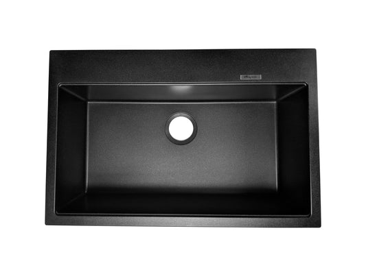 Évier de cuisine granite double montage, 1 cuve, 30''x20''