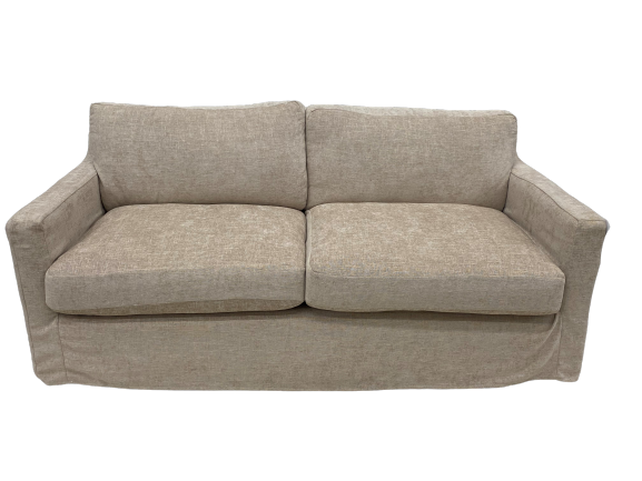 Sofa reese 2 seats/ 2 rectangular back.taupe. 2 trow pillow 24" toffee-dtch. 2 trow pillow 21" bark-dtm comfort chic (#2)