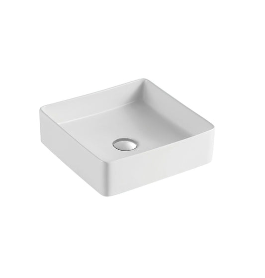 Vessel sink 14’’x14’’ glossy white square porcelain  (pop up not included)