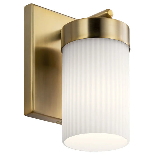 Wall sconce ciona 1 light with round ribbed glass brushed