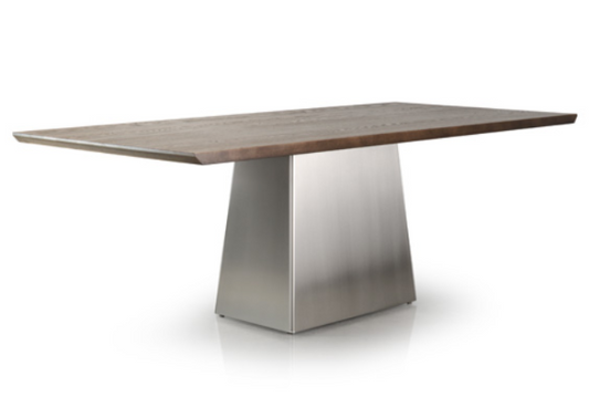 Table à manger sculpture 36'' x 72'' dessus merisier ivoire piètement taupe