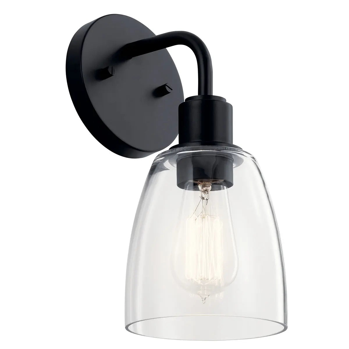 Wall sconce meller 1 light with clear glass black