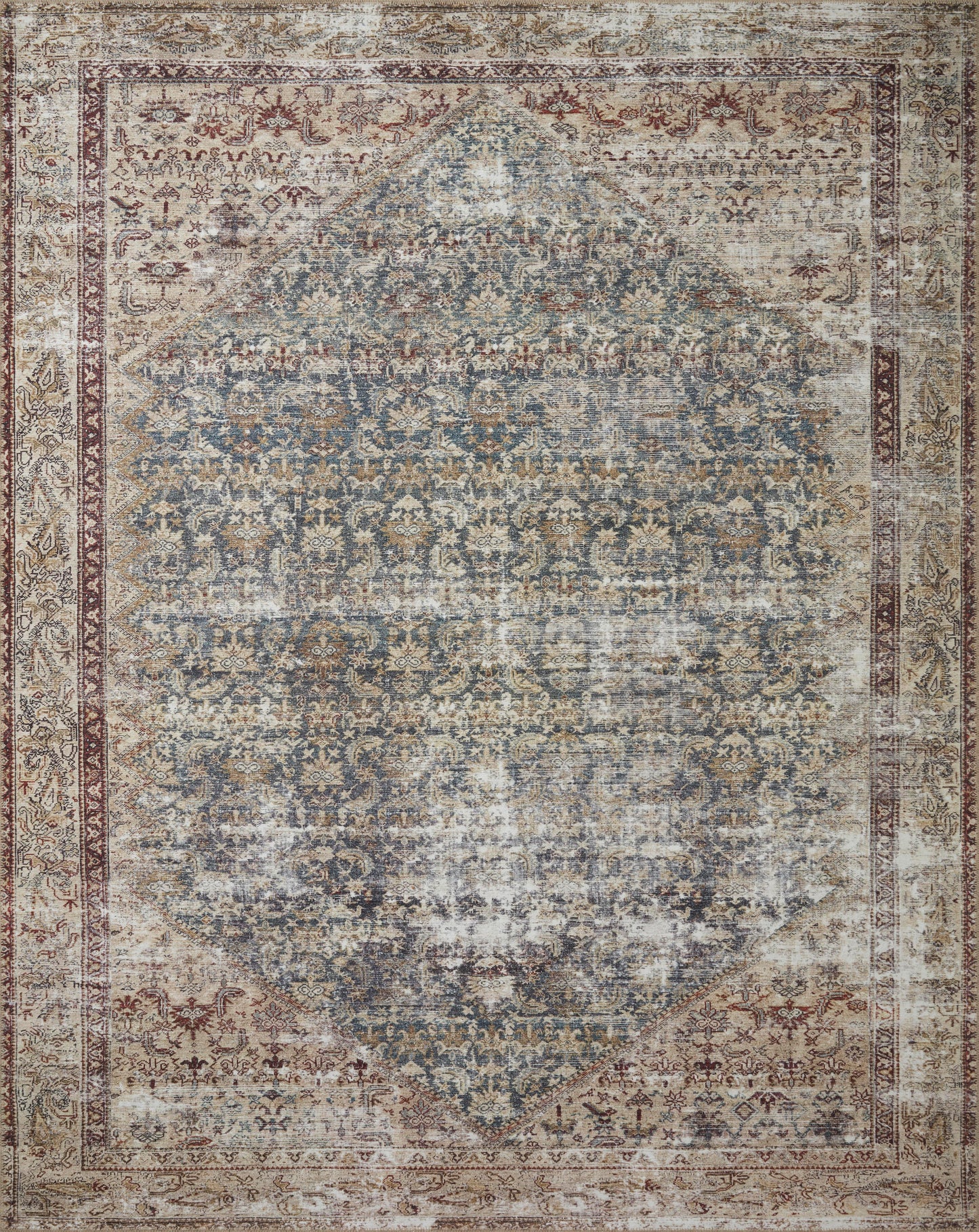 Area rug - ger-04 al teal / antique georgie - 5'0" x 7'6"