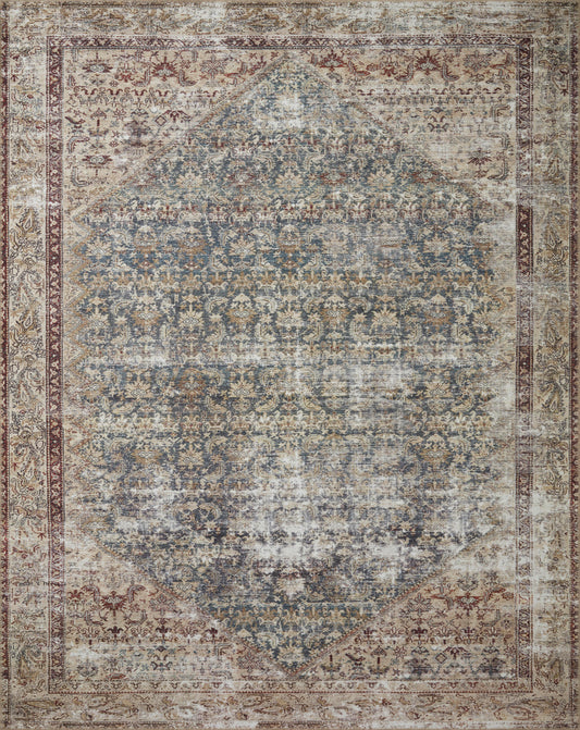 Area rug - ger-04 al teal / antique georgie - 5'0" x 7'6"