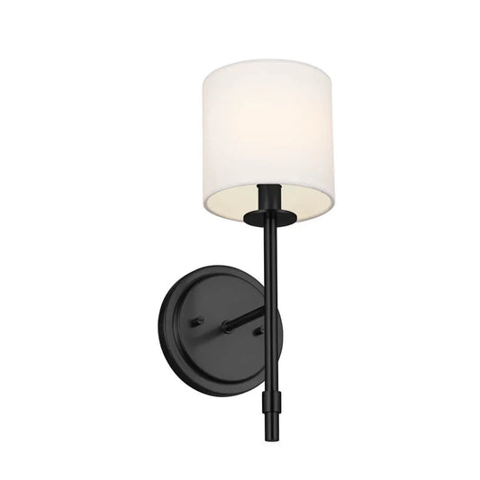 Wall sconce ali 1 light black with fabric drum shade