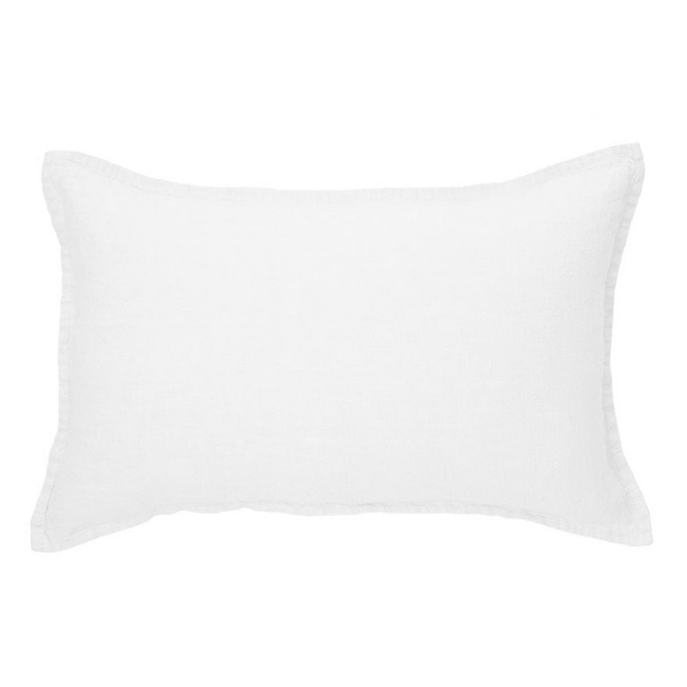 Coussin lin pierre blanc oblong