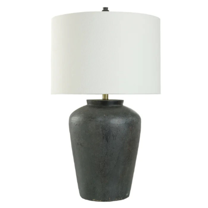 Arlo cotta / rustic cement table lamp with a distressed black finish - h: 31