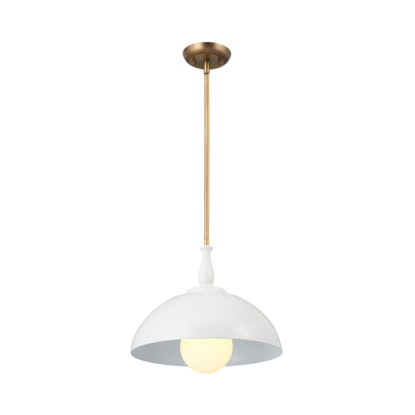 Lighting fira 1 light pendant greige, white and natural brass