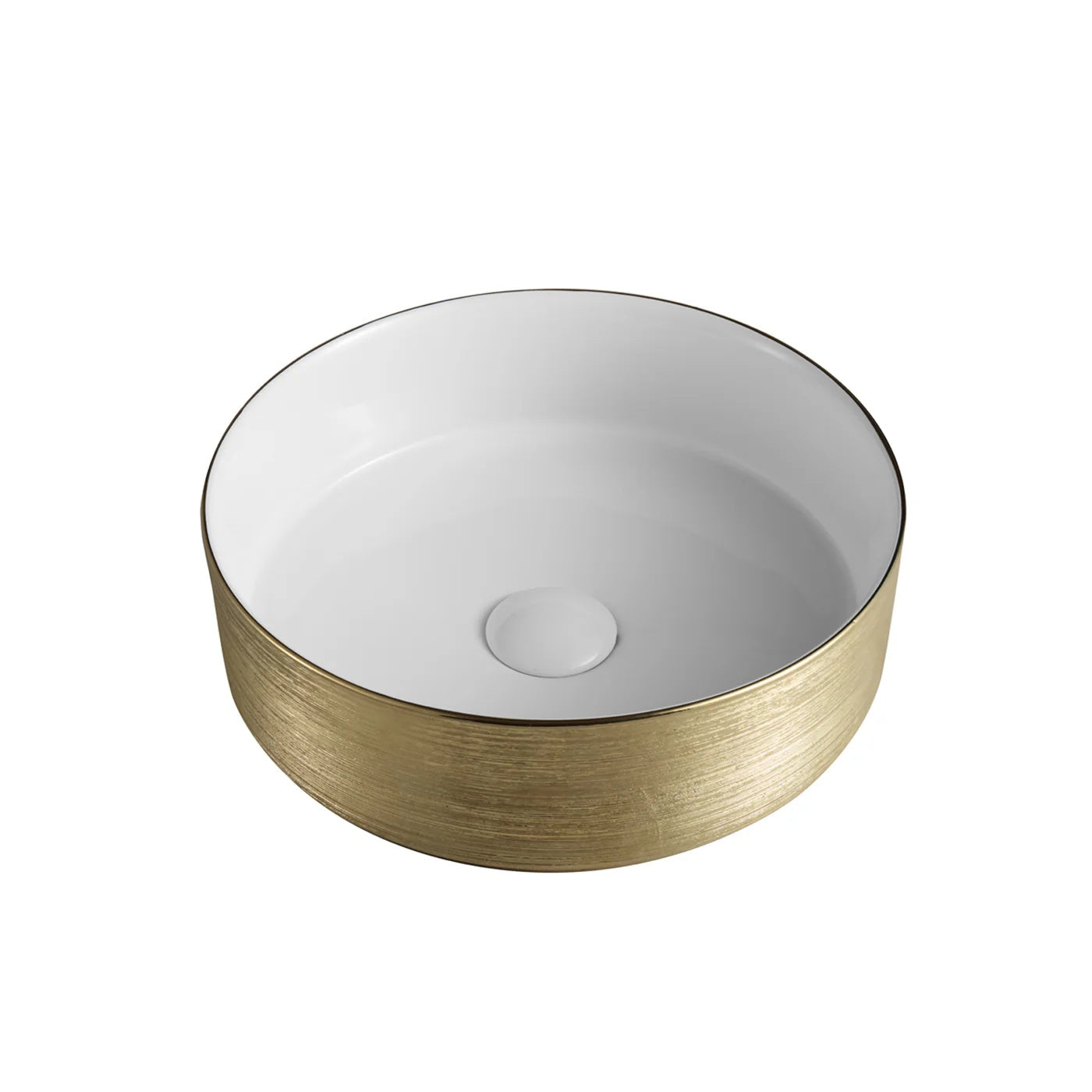 Gold ext round vessel w white int