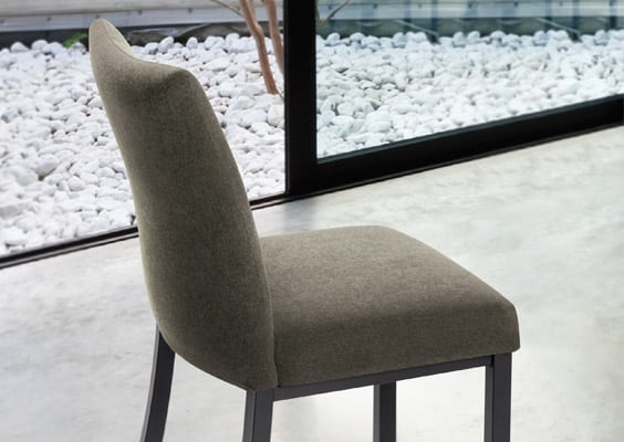 Dining chair biscaro fabric wildwood haze carbon powder coated legs