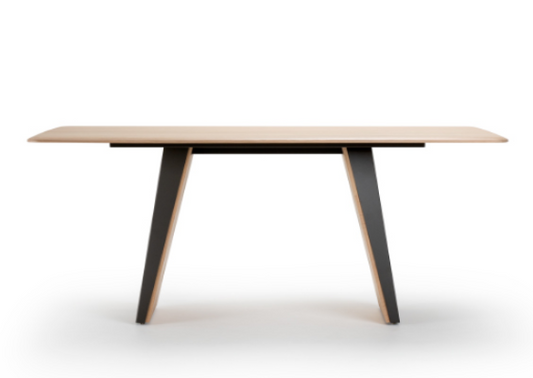 Table à manger timeless 36 x 72 top bois mist chêne solide base mist chêne solide avec metal anthracite 