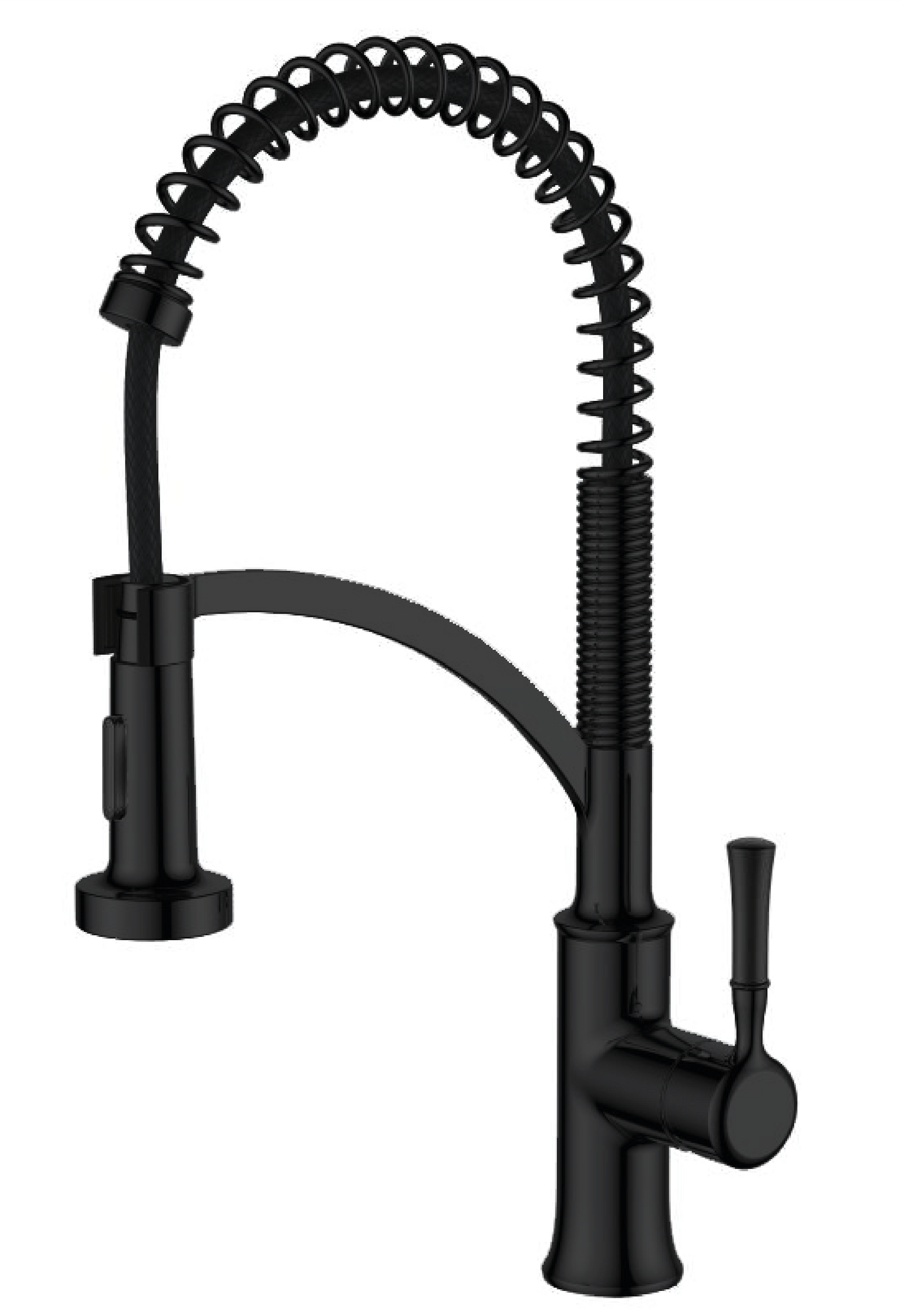 Industrial style single handle matte black kitchen faucet