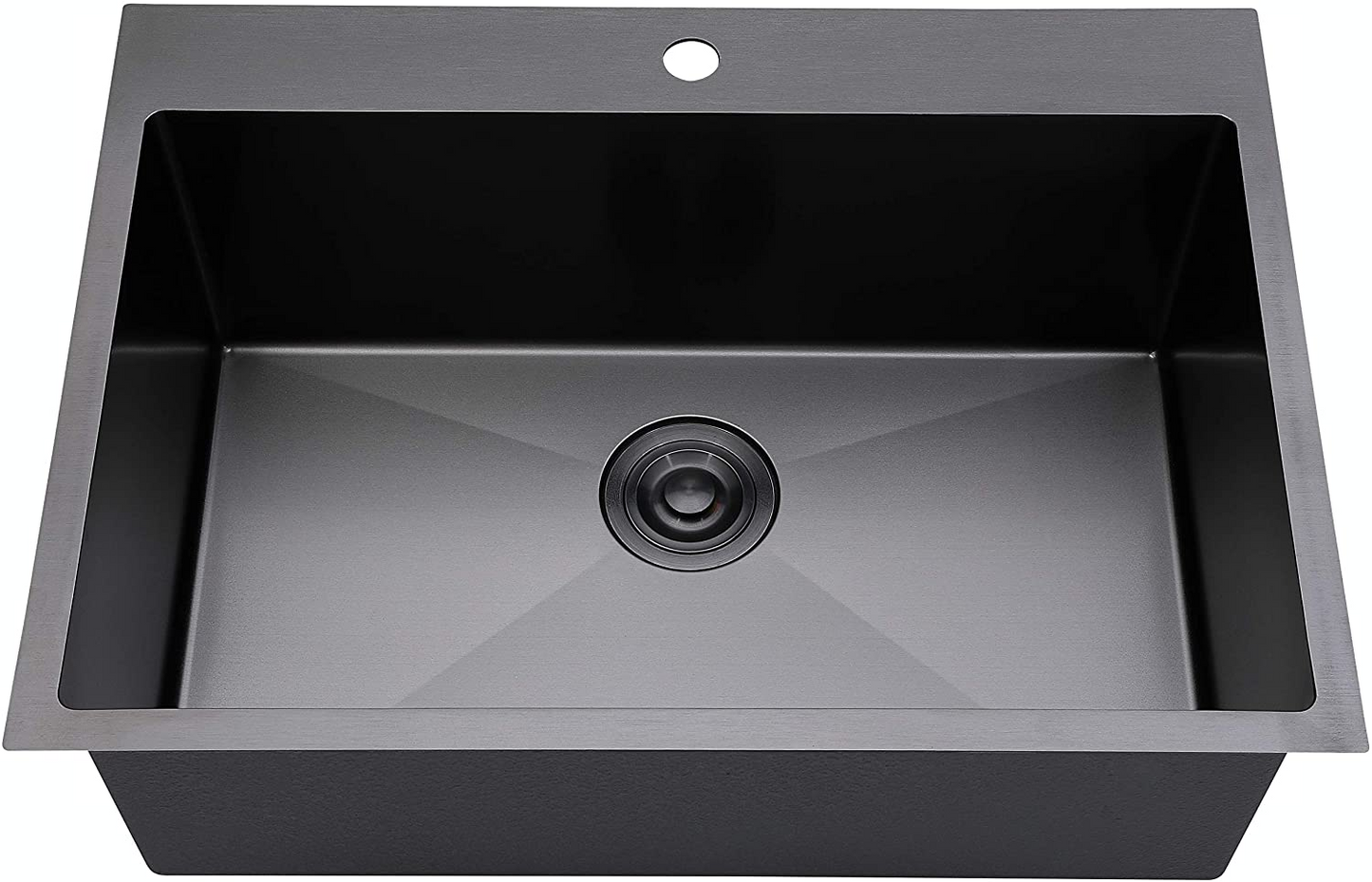 Hand made top mount kitchen sink black stainless 25x20